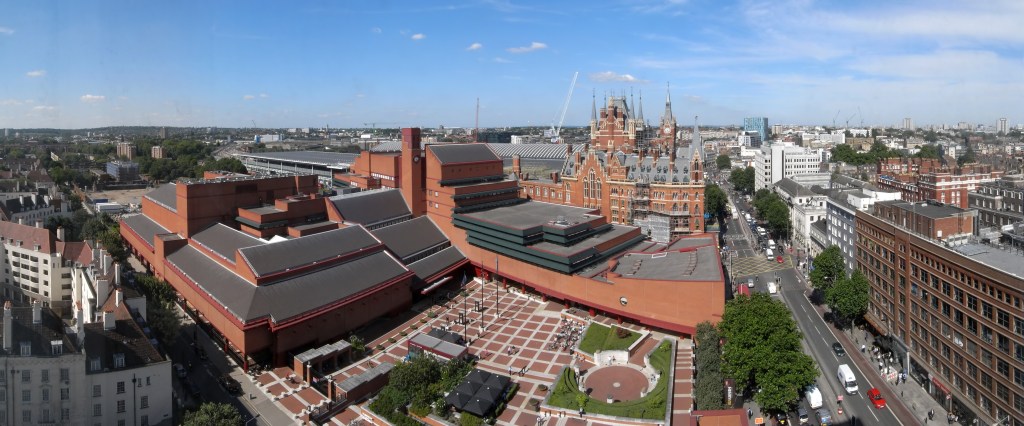 Aerial view of the British Library in London